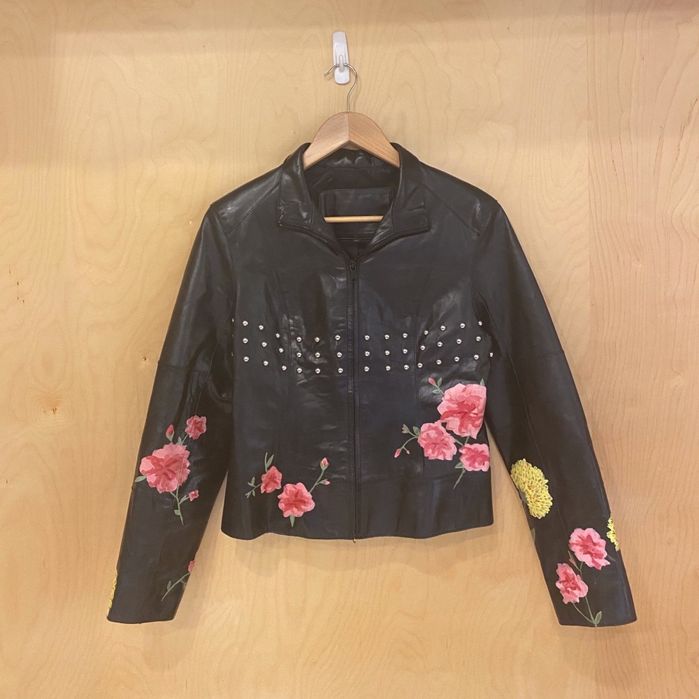 Hand Painted Reformation Leather Jacket